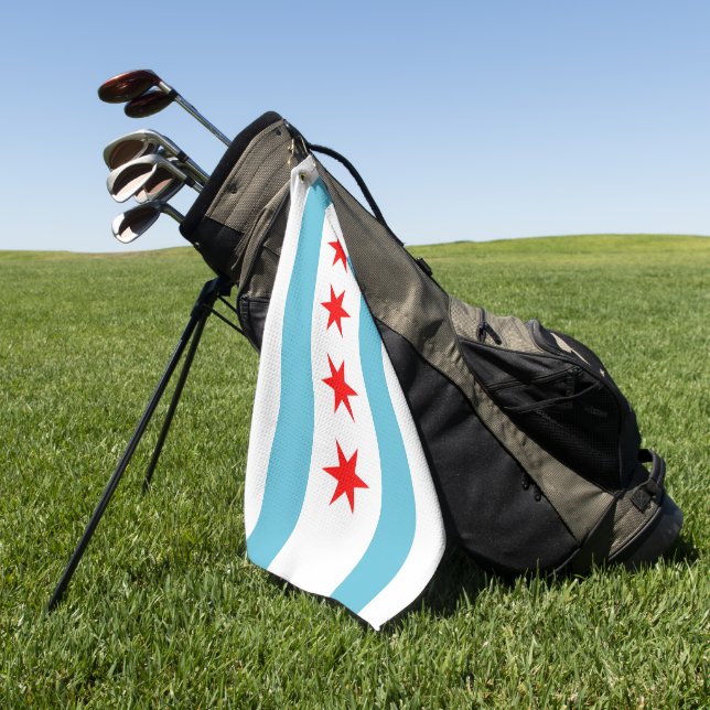 Serviette De Golf Drapeau de Chicago (Vert)