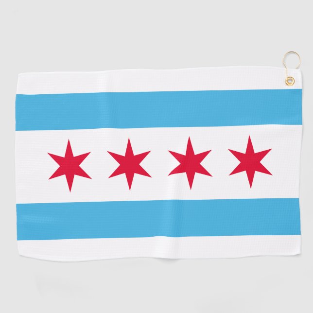 Serviette De Golf Drapeau de Chicago (Horizontal)