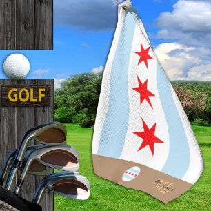 Serviette De Golf Drapeau de Chicago & Illinois monogrammed / servie