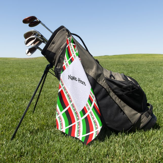 Serviette De Golf Drapeau de la diaspora afro-américaine Carrelé Per (Vert)