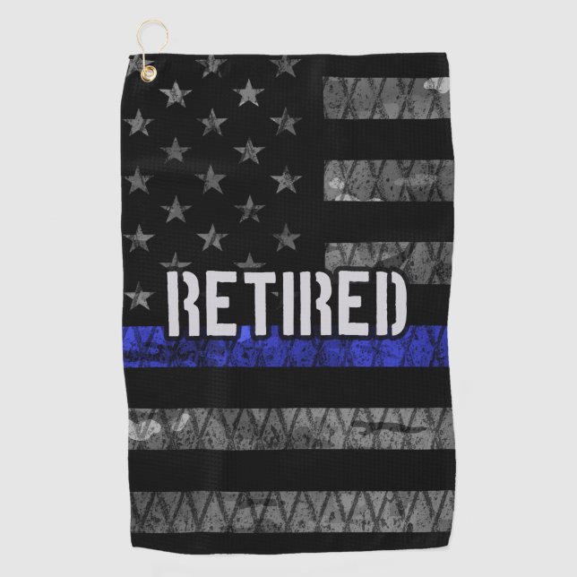 Serviette De Golf Drapeau de la police retraitée en détresse (Devant)