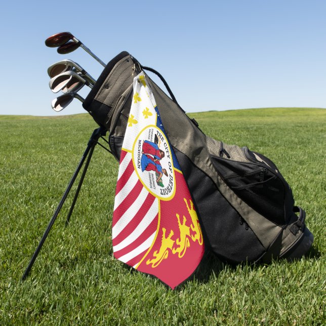 Serviette De Golf Drapeau de la ville de Detroit (Michigan) (Vert)