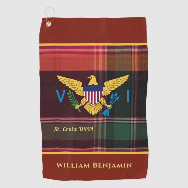 Serviette De Golf Drapeau des îles Vierges américaines St. Croix Mad (Devant)