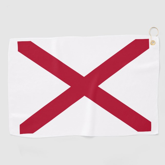 Serviette De Golf Drapeau d'Etat Alabama, Croix de St Andrew Crimson (Horizontal)