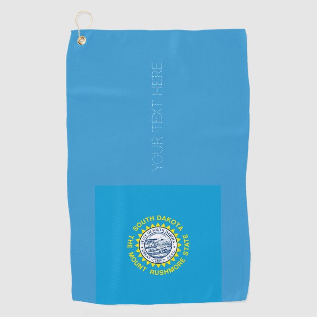 Serviette De Golf Drapeau d'état du Dakota du Sud Concevez votre tex (Devant)