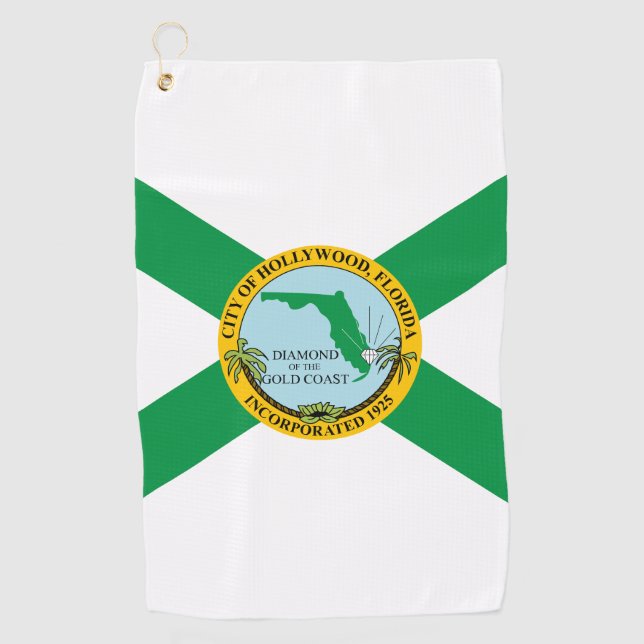 Serviette De Golf Drapeau d'Hollywood, Floride (Devant)