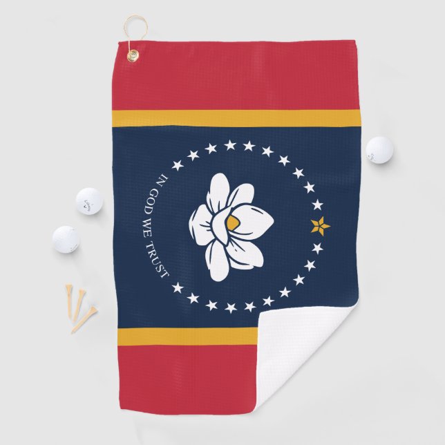 Serviette De Golf Drapeau du Mississippi - Nouveau Drapeau de Magnol (En situation)