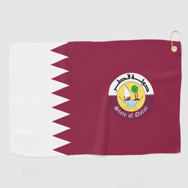 Serviette De Golf Drapeau du Qatar - Emblem  (Horizontal)