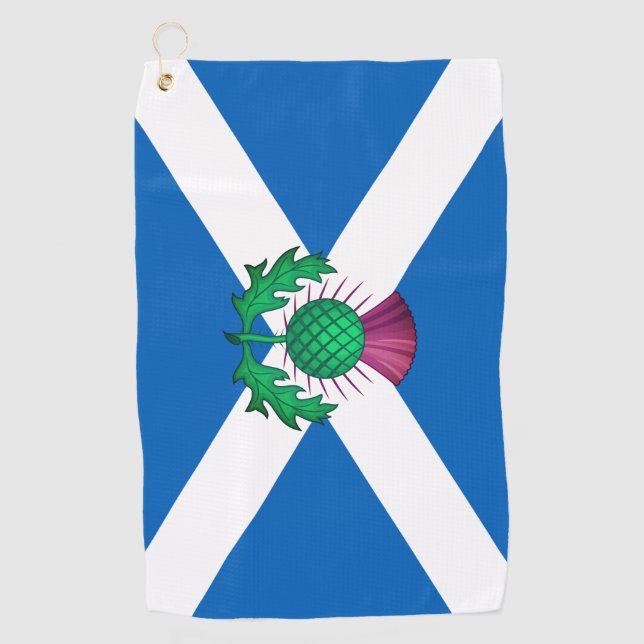 Serviette De Golf Drapeau écossais avec chardon superposé (Devant)