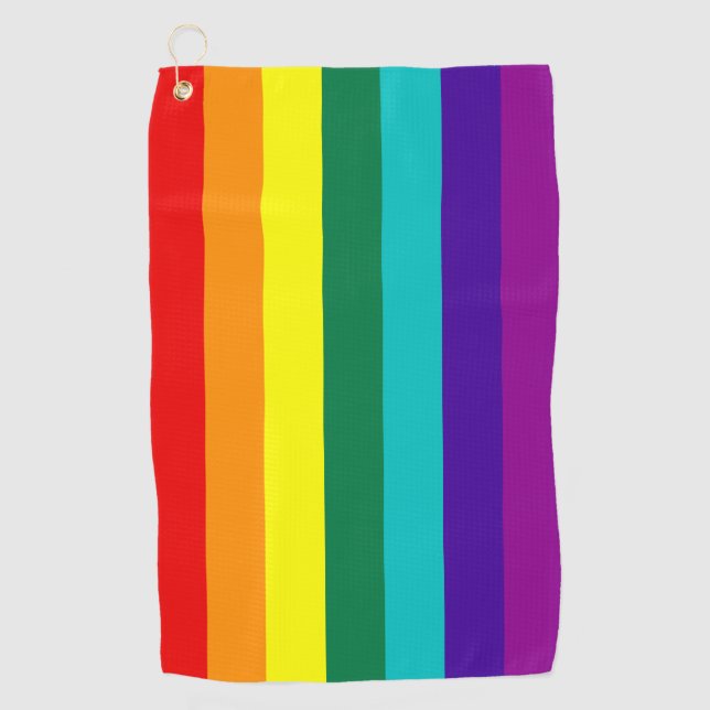 Serviette De Golf Drapeau Gay pride arc-en-ciel 7 bandes (Devant)