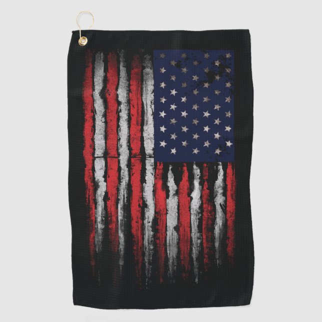 Serviette De Golf Drapeau Grunge U.S.A (Devant)