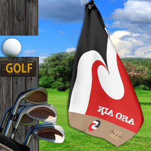Serviette De Golf Drapeau Kia Ora & Maori Nouvelle-Zélande monogram