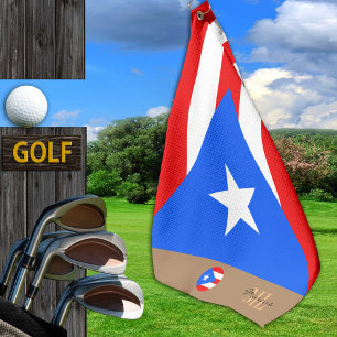 Serviette De Golf Drapeau porto-ricain & Porto Rico monogrammed