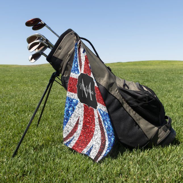 Serviette De Golf Drapeau rouge bleu blanc brillant parties scintill (Vert)