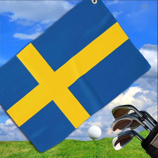 Serviette De Golf Drapeau suédois & golf Suède /sports Stockholm (Créateur téléchargé)