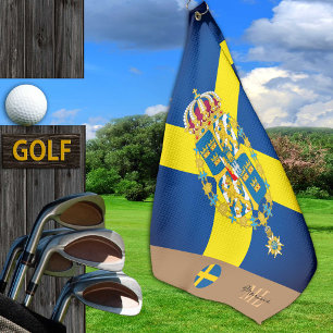 Serviette De Golf Drapeau suédois & Suède, monogrammed / Golf