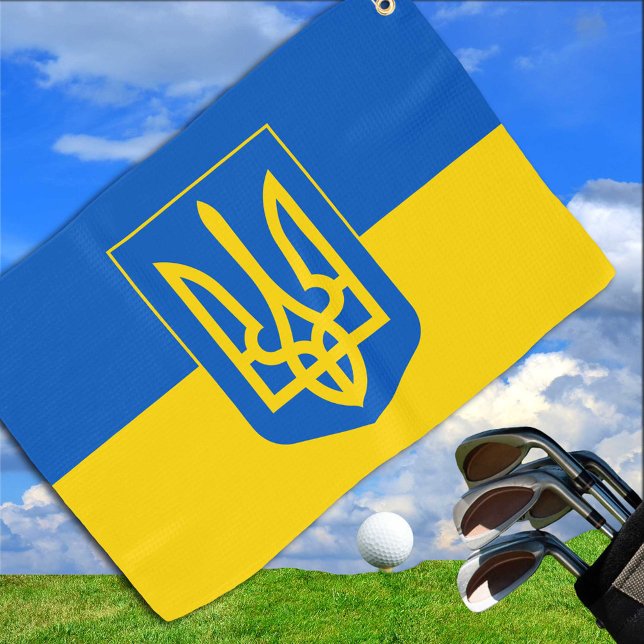 Serviette De Golf Drapeau ukrainien Golf Towel & Ukraine golf /sport (Créateur téléchargé)