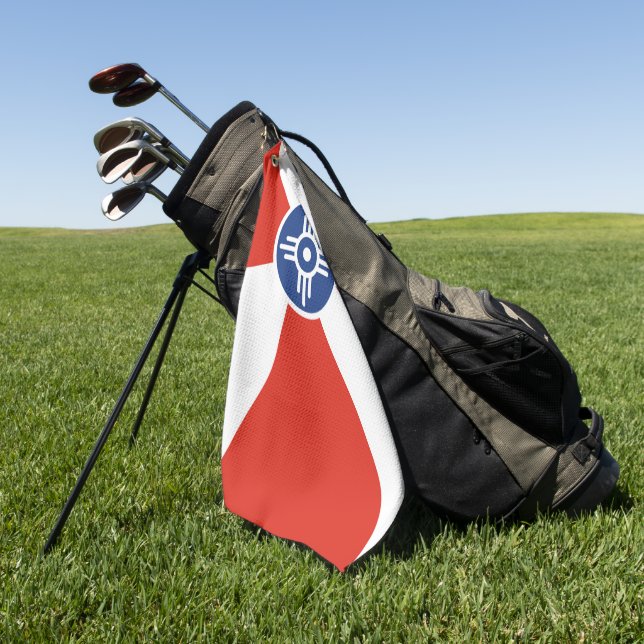 Serviette De Golf Drapeau urbain de Wichita (Kansas) (Vert)