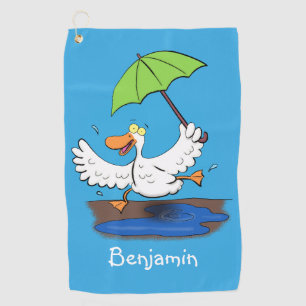 Serviette De Golf Drôle canard avec parapluie dessin animé