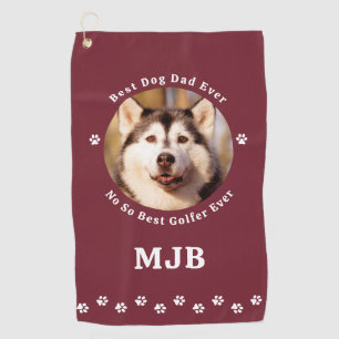 Serviette De Golf Drôle CHIEN DAD Photo personnalisée Golfer Rouge