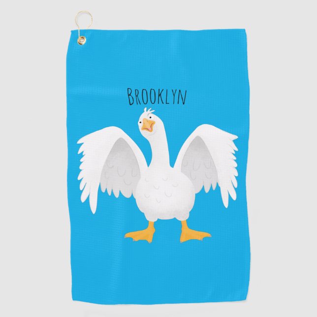 Serviette De Golf Drôle curieuse dessin animé d'oie domestique (Devant)