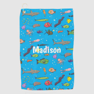 Serviette De Golf Drôle des créatures marines dessin motif