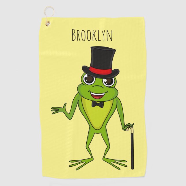 Serviette De Golf Drôle grenouille avec chapeau dessus dessin animé (Devant)
