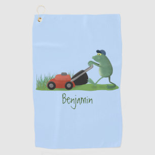 Serviette De Golf Drôle grenouille verte tondre la pelouse dessin