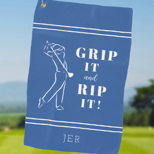 Serviette De Golf Drôle Humoristique Golf Grip Rip Mens Blue Custom