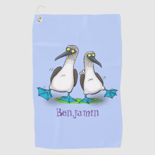 Serviette De Golf Drôle, joyeux croquis à pieds bleus dansant dessin