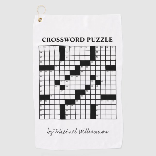 Serviette De Golf Drôle personnalisé noir blanc mot croisé puzzle (Devant)