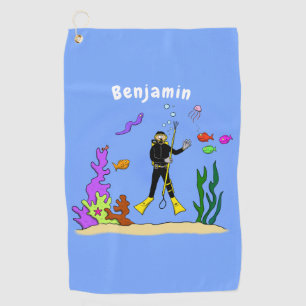 Serviette De Golf Drôle plongeur et poisson mer créatures dessin ani