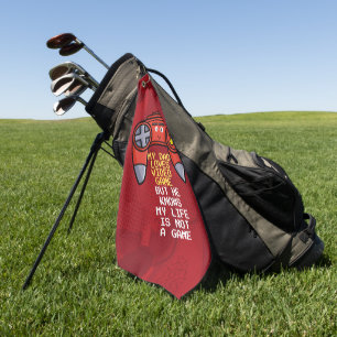 Serviette De Golf Drôle Rouge Joystick Fête des pères Salutation