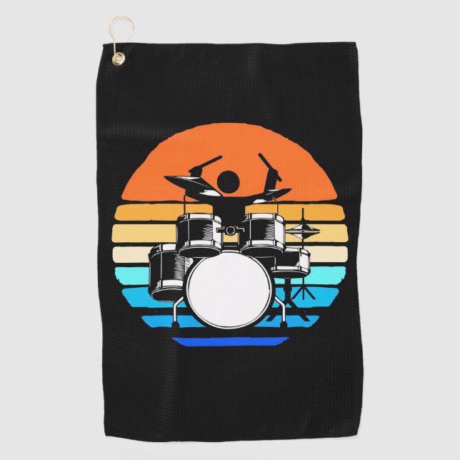 Serviette De Golf Drummer Retro Vintage (Devant)