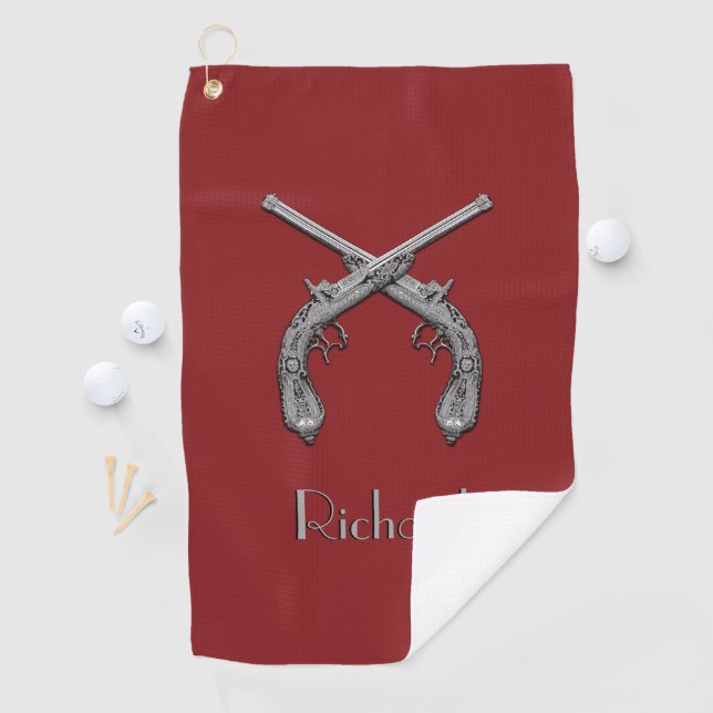 Serviette De Golf Dueling Antique Guns Personnalisé (En situation)