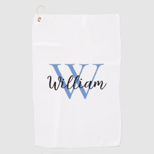 Serviette De Golf Dusty Blue Simple Monogramme Nom Personnalisé