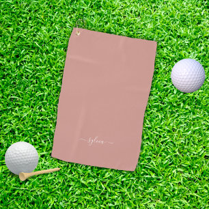 Serviette De Golf Dusty Coral Modern Girl Monogramme Nom