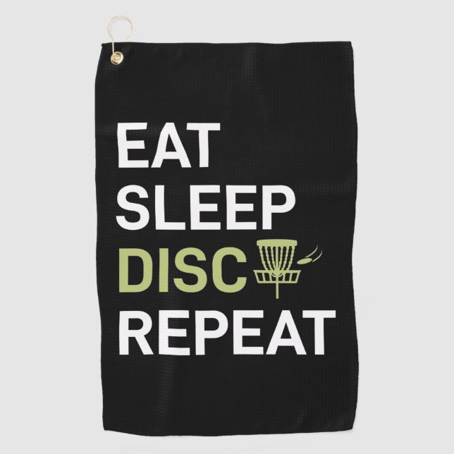 Serviette De Golf Eat Sleep Disk Golf Répéter (Devant)