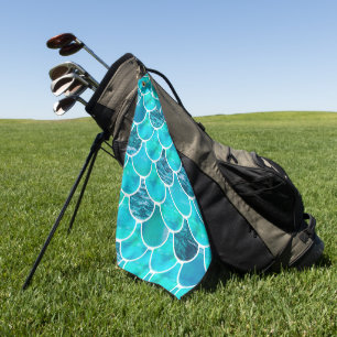 Serviette De Golf Échelle de sirène motif bleu turquoise vert