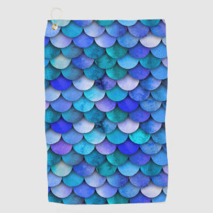 Serviette De Golf Échelle de sirène motif bleu violet turquoise
