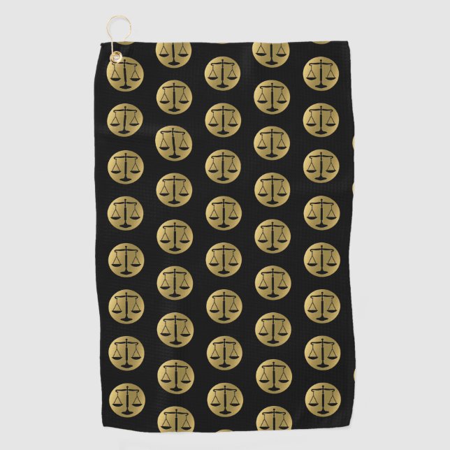 Serviette De Golf Échelles élégantes de noir d'or d'avocat de la (Devant)
