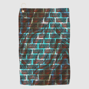 Serviette De Golf Effet de brique rouge et bleu taché, grille ou ray