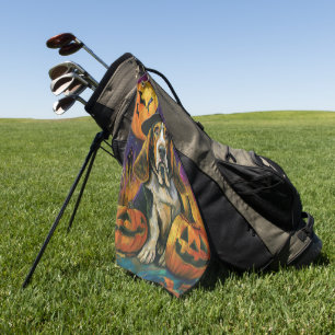 Serviette De Golf Éffrayant Halloween Hound Sorcière Et Citrouille