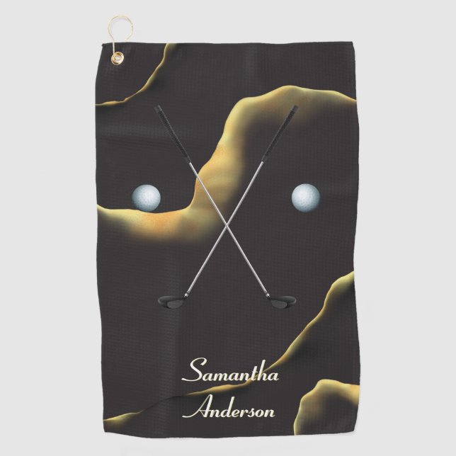 Serviette De Golf Élégant Black Gold Enk Alcool Cadeau Fab (Devant)