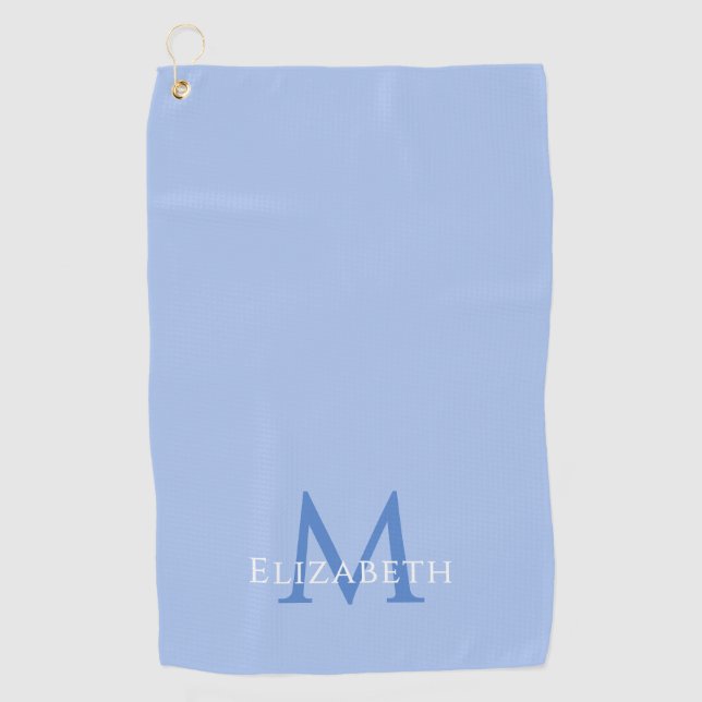 Serviette De Golf Elegant Blue Monogram Name Initial Custom  (Devant)