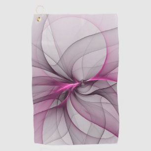 Serviette De Golf Élégant Chaos Moderne Art Fractal Abstrait Rose