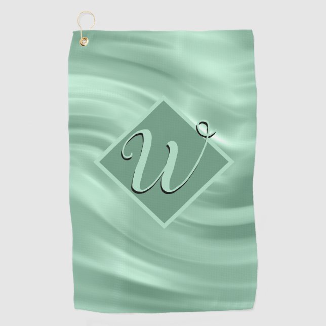 Serviette De Golf Élégant Chic Turquoise Swirl Monogramme initial él (Devant)