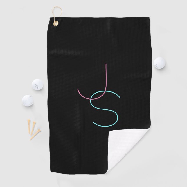 Serviette De Golf Élégant Éditable Deux Initiales D'Apparence Modern (En situation)