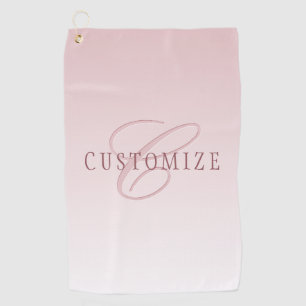 Serviette De Golf Élégant lettrage et monogramme   Rose Ombre