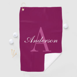 Serviette De Golf Élégant Magenta Rouge, rose & blanc Nom & Monogram